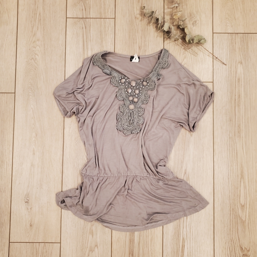 Vintage! Made In USA CANTATA, L grey blouse